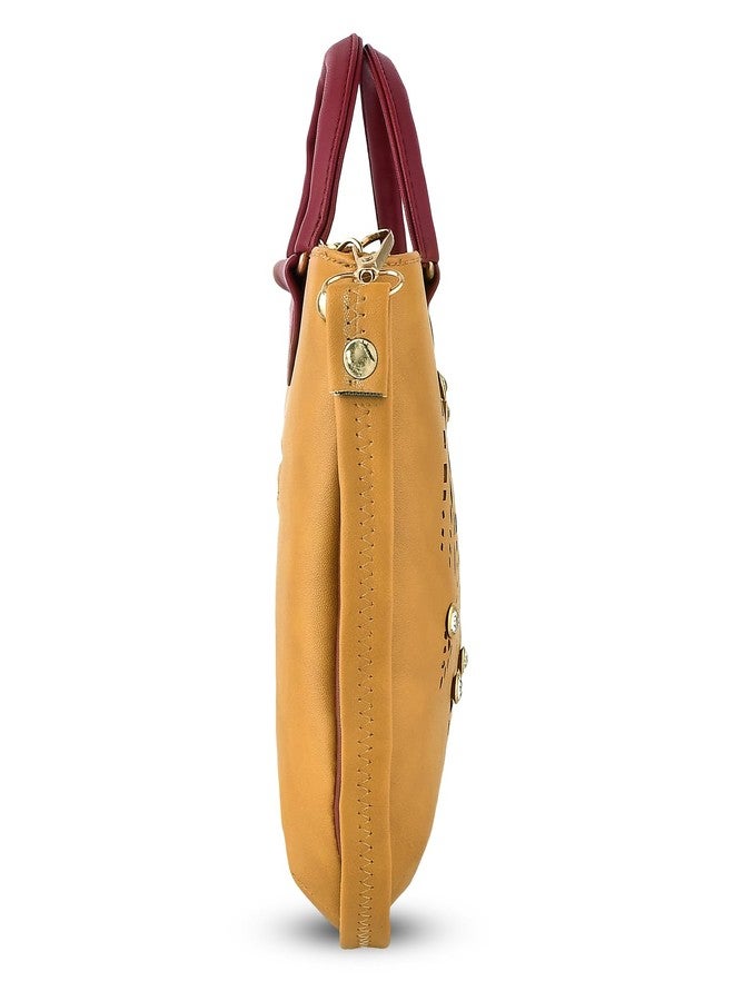 LIKE STYLE Women's Top Handle Bag with Detachable Strap Cutwork Sling Bag for Women (BEIGE) - Image 4